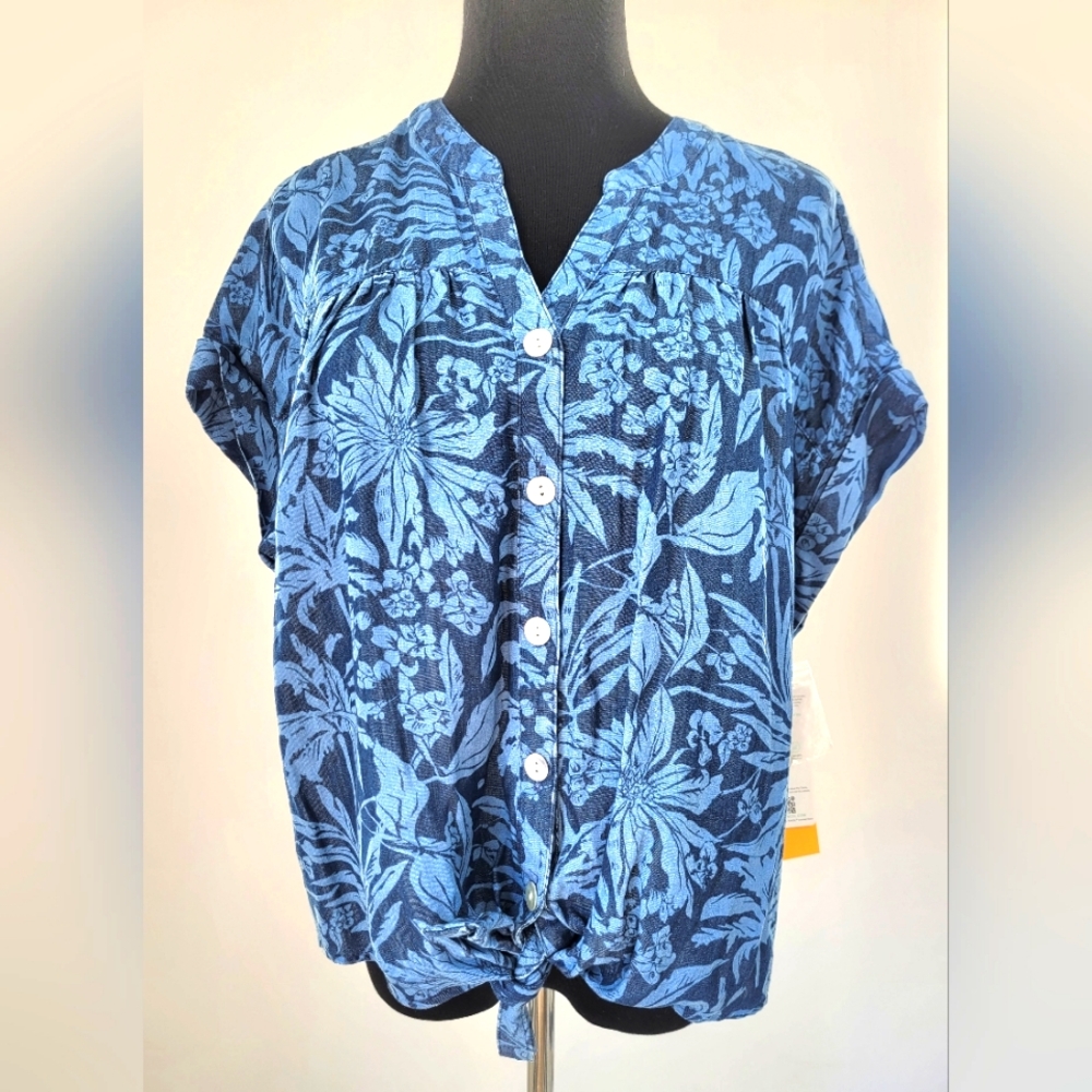 NWT Ruby Rd Tie Front Tencel Blouse Women's Size PM